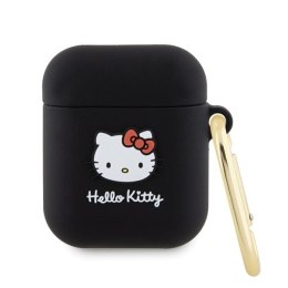 Hello Kitty HKA23DKHSK Airpods 1/2 cover czarny/black Silicone 3D Kitty Head