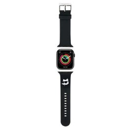 Karl Lagerfeld Pasek KLAWLSLCNK Apple Watch 42/44/45/49mm czarny/black strap 3D Rubber Choupette Head