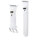 Karl Lagerfeld Pasek KLAWLSLKCNH Apple Watch 42/44/45/49mm biały/white strap 3D Rubber Karl&Choupette Heads