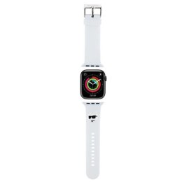 Karl Lagerfeld Pasek KLAWMSLCNH Apple Watch 38/40/41mm biały/white strap 3D Rubber Choupette Heads