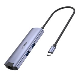 Hub Aktywny USB-C UNITEK 5Gbps, HDMI RJ-45 PD 100W