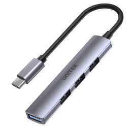Unitek Hub USB-C 1*USB-A 5 Gbps, 3*USB-A 2.0 alu