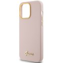 Guess GUHCP15XSMBSLP iPhone 15 Pro Max 6.7" różowy/pink hardcase Silicone Script Metal Logo & Frame