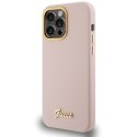 Guess GUHCP15LSMBSLP iPhone 15 Pro 6.1" różowy/pink hardcase Silicone Script Metal Logo & Frame