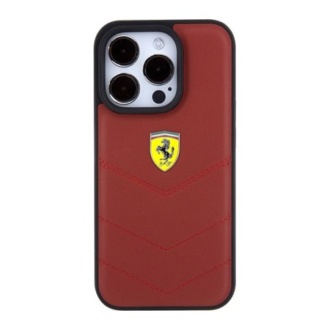 Ferrari FEHCP15LRDUR iPhone 15 Pro 6.1" czerwony/red hardcase Leather Stitched Lines