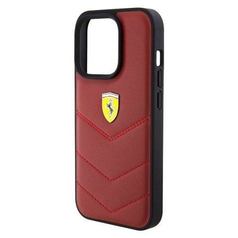 Ferrari FEHCP15LRDUR iPhone 15 Pro 6.1" czerwony/red hardcase Leather Stitched Lines