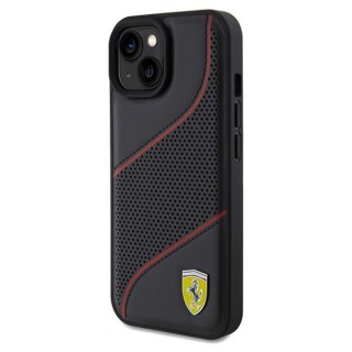 Ferrari FEHCP15SPWAK iPhone 15 / 14 / 13 6.1" czarny/black hardcase Perforated Waves Metal Logo