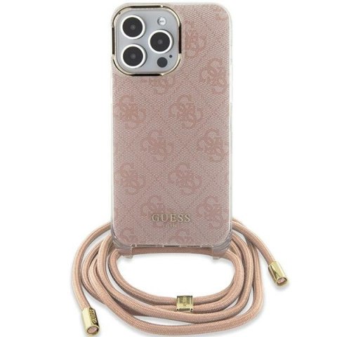Guess GUHCP15SHC4SEP iPhone 15 / 14 / 13 6.1" różowy/pink hardcase Crossbody Cord 4G Print