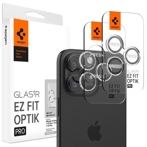 2x Osłona aparatu Spigen Glas.tR EZ Fit Optik Pro do iPhone 14 Pro / 14 Pro Max / 15 Pro / 15 Pro Max Crystal Clear