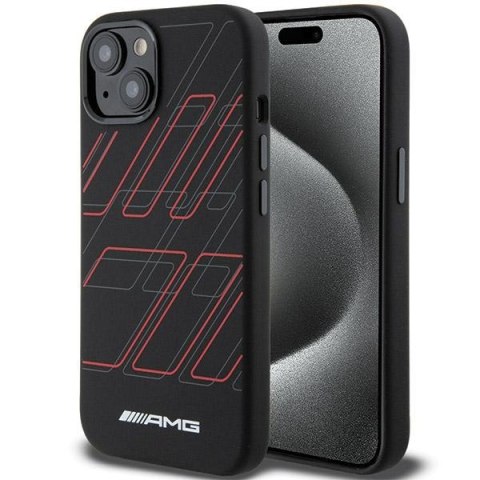 AMG AMHMP15S23SSPK iPhone 15 / 14 / 13 6.1" czarny/black hardcase Silicone Large Rhombuses Pattern MagSafe