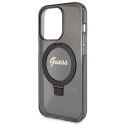 Guess GUHMP14XHRSGSK iPhone 14 Pro Max 6.7" czarny/black hardcase Ring Stand Script Glitter MagSafe