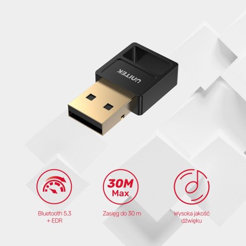 Unitek Adapter Bluetooth 5.3 | BLE | USB-A | Czarny