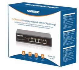 Intellinet Przełącznik Gigabit 5x PoE Passthrough zasilany PoE lub ACz, 95W