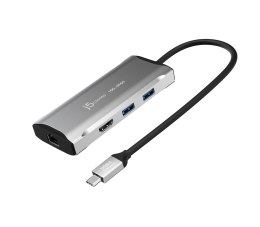 Stacja dokująca j5create 4K60 Elite USB-C 10Gbps Travel Dock 1x4K HDMI/2xUSB 3.1/1xUSB-C/1xRJ45 Gigabit; kolor srebrny JCD392-N