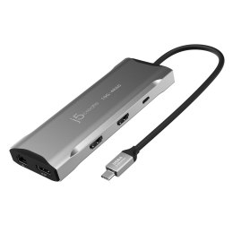 Stacja dokująca j5create 4K60 Elite USB-C Triple-Monitor 10Gbps Mini Dock 2x4K HDMI/1xDisplay Port/2xUSB 3.1/2xUSB-C/Card Reader