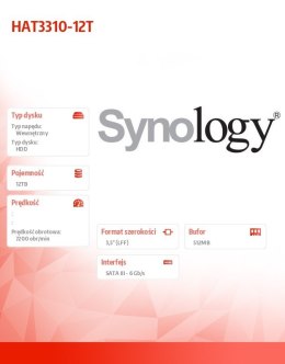 Synology Dysk HDD 12TB HAT3310-12T SATA 3,5 cala 512e 7,2k