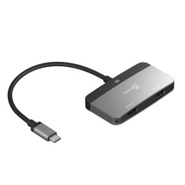 Adapter j5create 8K USB-C to Dual HDMI Display Adapter (USB-C m - 2x4K HDMI f 20cm; kolor srebrny) JCA465-N