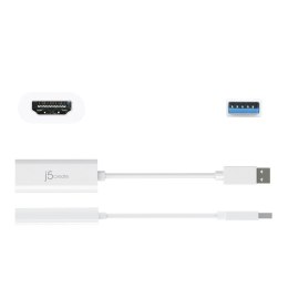 Adapter j5create USB to HDMI Multi-Monitor Adapter (USB3.1 m - 4K HDMI f 8cm; kolor biały) JUA254-N