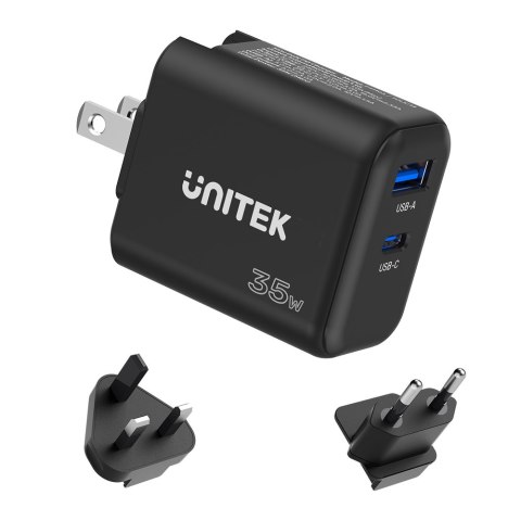 Unitek Ładowarka GaN PD 35W USB-C + USB-A | Podróżna | Czarna | P1119A