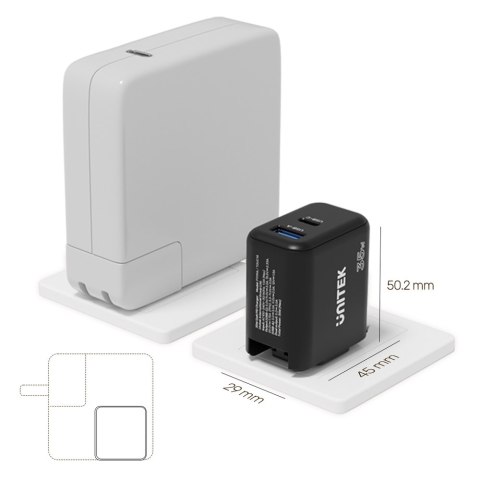 Unitek Ładowarka GaN PD 35W USB-C + USB-A | Podróżna | Czarna | P1119A