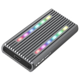 Qoltec Obudowa | kieszeń na dysk M.2 SSD | SATA | NVMe | RGB LED | USB-C| 4TB