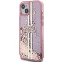 Guess GUHCP15SLFCSEGP iPhone 15 / 14 / 13 6.1" różowy/pink hardcase Liquid Glitter Gold Stripes