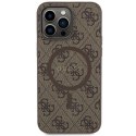 Guess GUHMP14XG4GFRW iPhone 14 Pro Max 6.7" brązowy/brown hardcase 4G Collection Leather Metal Logo MagSafe