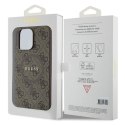 Guess GUHMP15LG4GFRW iPhone 15 Pro 6.1" brązowy/brown hardcase 4G Collection Leather Metal Logo MagSafe