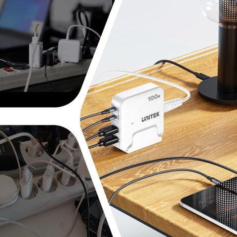 Unitek Ładowarka biurkowa GaN Czarna | 100W | 2xUSB-A | 2xUSB-C | P1229ABK01-EU