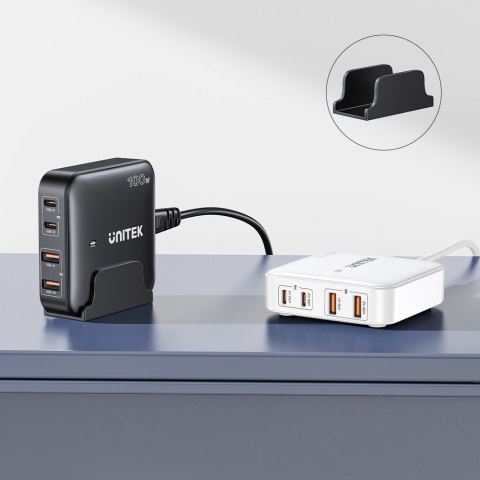 Unitek Ładowarka biurkowa GaN Czarna | 100W | 2xUSB-A | 2xUSB-C | P1229ABK01-EU