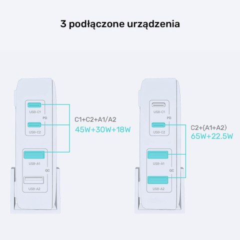 Unitek Ładowarka biurkowa GaN Czarna | 100W | 2xUSB-A | 2xUSB-C | P1229ABK01-EU