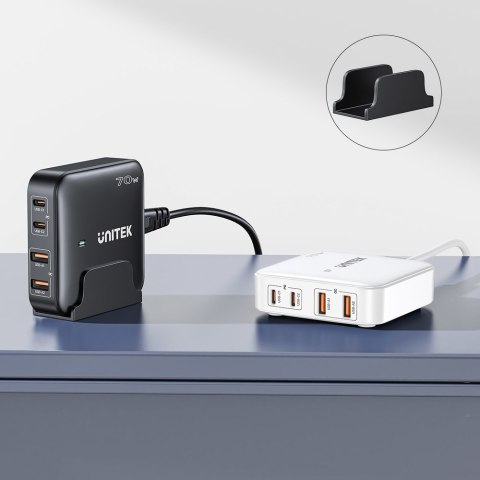 Unitek Ładowarka biurkowa GaN 70W 2xUSB-A 2xUSB-C