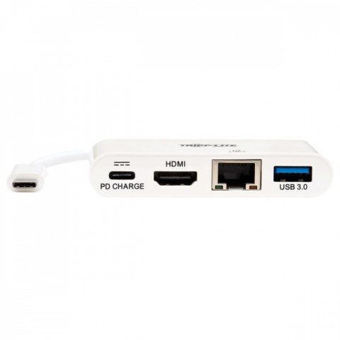Eaton Wieloportowy adapter USB-C 4K HDMI, port USB-A, GbE, ładowanie PD 60 W, HDCP U444-06N-H4GU-C Biały