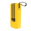 WEKOME Powerbank 20000 mAh z wbudowanym kablem USB-C / Lightning / Micro USB + USB-A Żółty