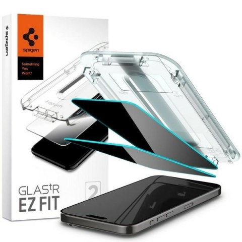 Spigen Glas.TR iPhone 15 Pro 6.1" "EZ FIT" 2 szt. privacy szkło hartowane prywatyzujące AGL06894