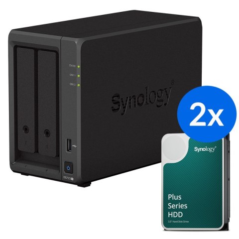 Synology DS723+ /24T | 2-zatokowy serwer NAS w zestawie z dyskami o łącznej pojemności 24TB, Tower