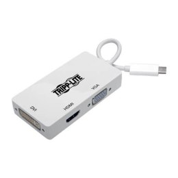 Eaton Wieloportowy adapter USB-C (M/3xF) 4K HDMI, DVI, VGA, HDCP U444-06N-HDV4K Biały