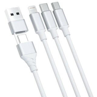 3MK Hyper Cable 3w1 USB-A/USB-C - USB-C/Micro/Lightning 1.5m Biały/White Kabel