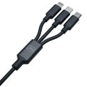 3MK Hyper Cable 3w1 USB-A/USB-C - USB-C/Micro/Lightning 1.5m Czarny/Black Kabel