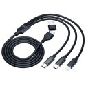 3MK Hyper Cable 3w1 USB-A/USB-C - USB-C/Micro/Lightning 1.5m Czarny/Black Kabel