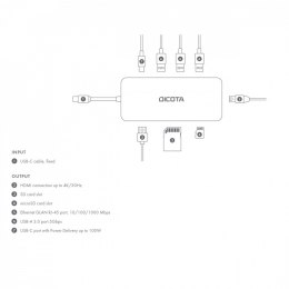DICOTA Hub USB-C 8 w 1 Multi Hub 4K PD 100W