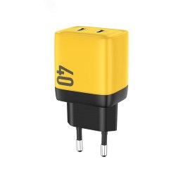 WEKOME Ładowarka sieciowa 2x USB-C Super Fast Charger GaN 40W Żółta
