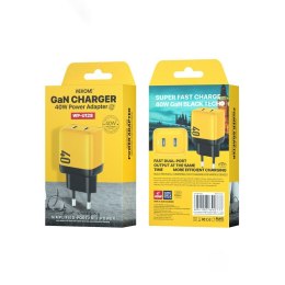 WEKOME Ładowarka sieciowa 2x USB-C Super Fast Charger GaN 40W Żółta