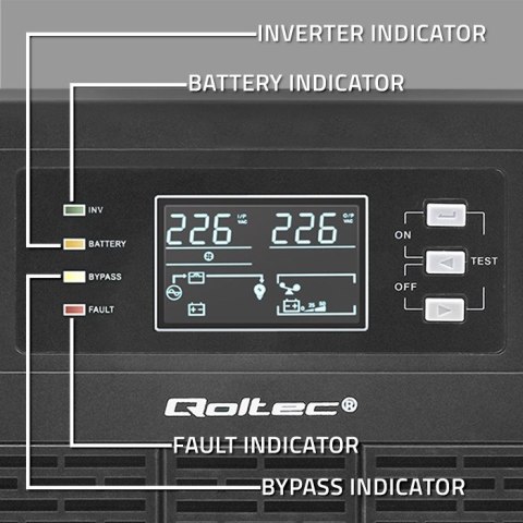 Qoltec Zasilacz awaryjny UPS | 10kVA | 10000W | Power Factor 1.0 | LCD | EPO | USB | On-line