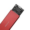 Qoltec Obudowa | kieszeń na dysk M.2 SSD | SATA | NGFF | USB 3.0 | Superspeed 5Gb/s | 2TB | Czerwona