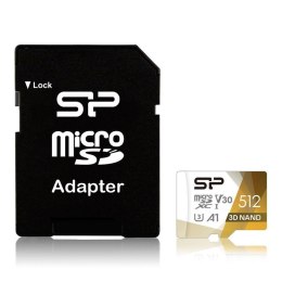 Karta pamięci Silicon Power microSDXC Superior Pro 512GB V30 UHS-1 U3 A1 + ADAPTER microSD-SD