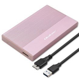 Qoltec Obudowa | Kieszeń na dysk SSD HDD 2.5 cala | SATA | USB 3.0 | Super speed 5Gb/s | 2TB | Różowy