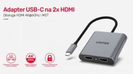 Unitek Adapter USB-C - 2x HDMI 2.0; 4K MST; M/F