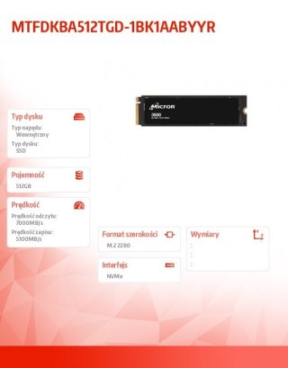Micron Dysk SSD 3500 512GB NVMe M.2 22x80mm