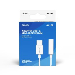 Savio Adapter USB-C - Mini Jack 3,5 mm, Samsung, AK-52